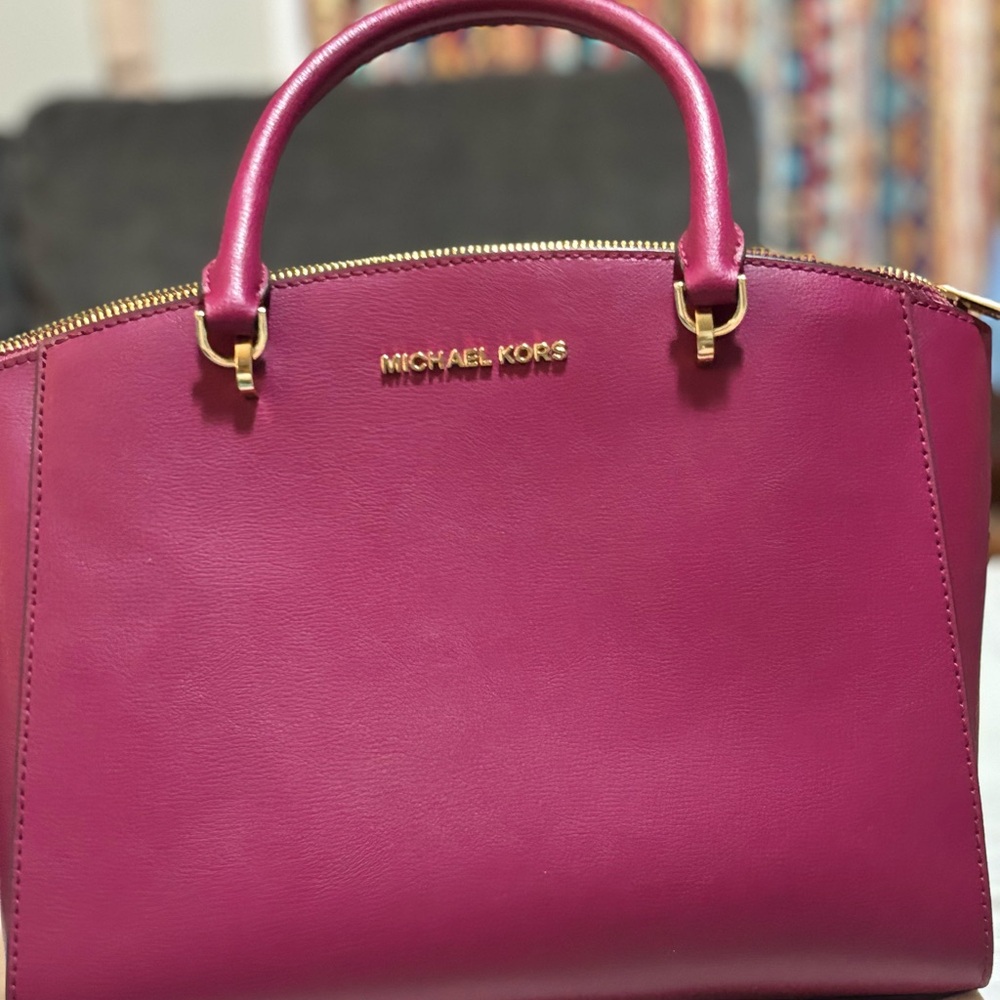 Michael Kors Pink Satchel with Gold Accents